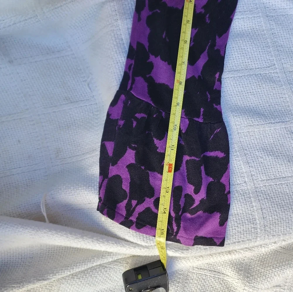INC International Concepts Purple Black Floral Bell Sleeve Cardigan Sweater Top